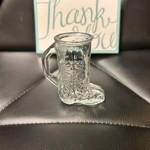 Vintage Libbey Toothpick Holder/Shot Glass Designed Clear Cowboy Boot